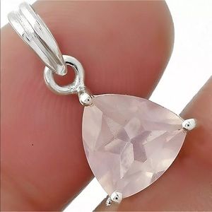 Faceted rose quartz Sterling silver pendant